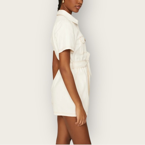 EUC | Peter Som | Button Denim Romper | White | Size 0 - Picture 6 of 16